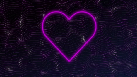 Animation-of-neon-heart-over-shapes-moving