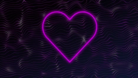 animation of neon heart over shapes moving