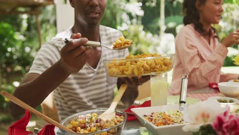 african american man spending time in garden