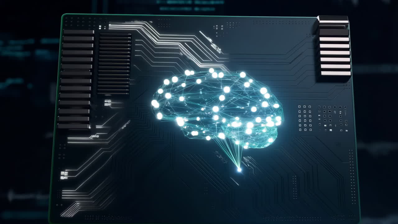 Artificial Intelligence Brain on Circuit Board