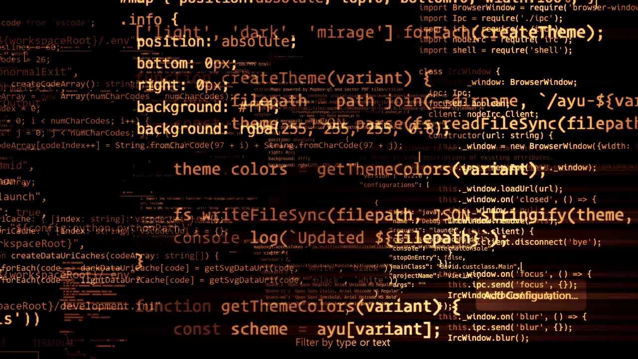 The abstract code moves in the virtual space. looped