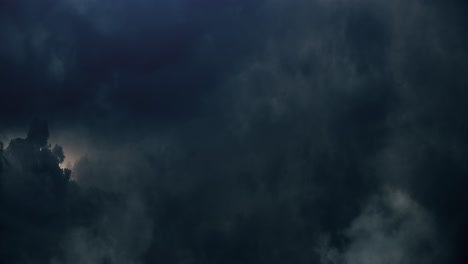 4k thunderstorm in dark sky with moving clouds, point of view