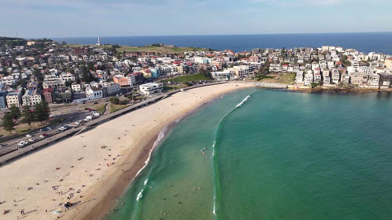 Famous Bondi Beach In Sydney, NSW, Australia - Aerial Pullback