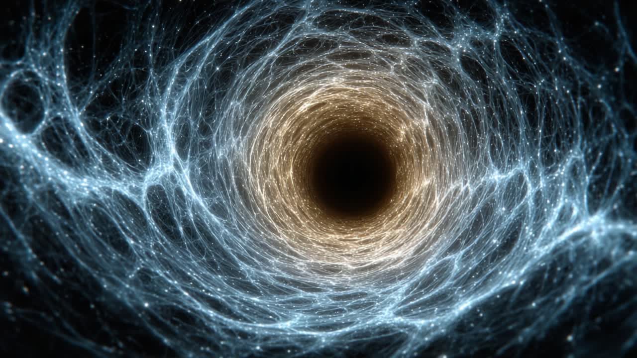 A Mesmerizing Journey Through a Cosmic Tunnel of Light: Exploring the Depths of a Spacetime Vortex with Illuminating Threads of Energy and Matter