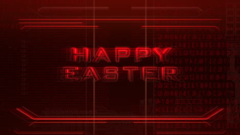 happy easter with cyberpunk hud elements and matrix numbers on screen