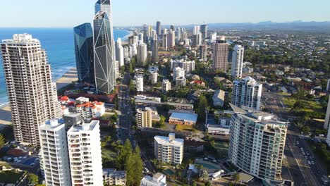 surfers paradise - aerial view of high-rise hotels near jewel gold coast towers in gold coast, qld