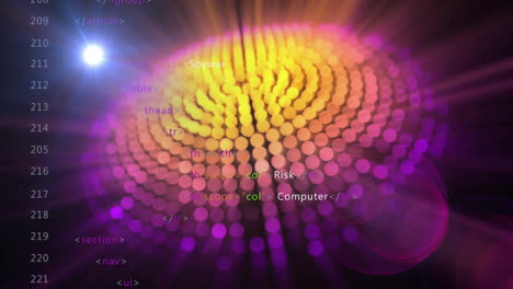 animation of data processing over light spots on black background