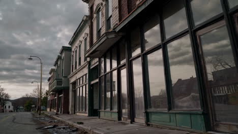 abandoned row of shops in an old town