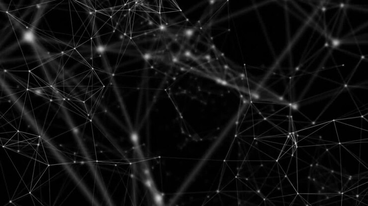 Animazione di una rete di connessioni su sfondo nero