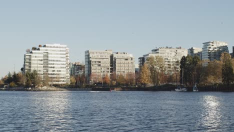 modern waterfront apartment buildings - timelapse