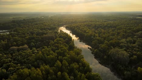 Aerial-4K-drone-footage-of-river-Drava-flowing-near-Ormož-and-Središče-ob-Dravi