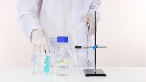 scientist conducts naoh reaction in laboratory setting