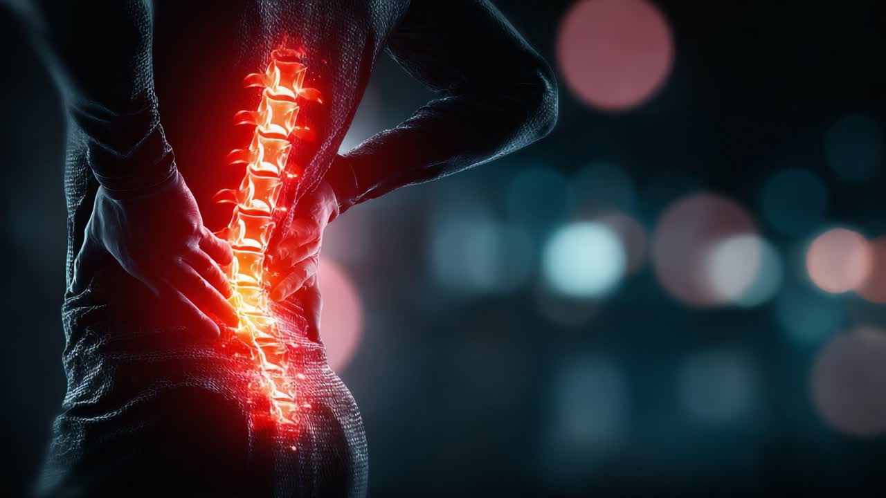 A Focused Look at Spinal Health: An Illustration of Lumbar Pain Highlighting the Spine's Importance in Maintaining Overall Well-Being and Mobility