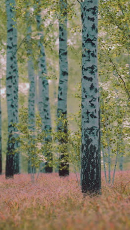 White birch trees in the forest in summer