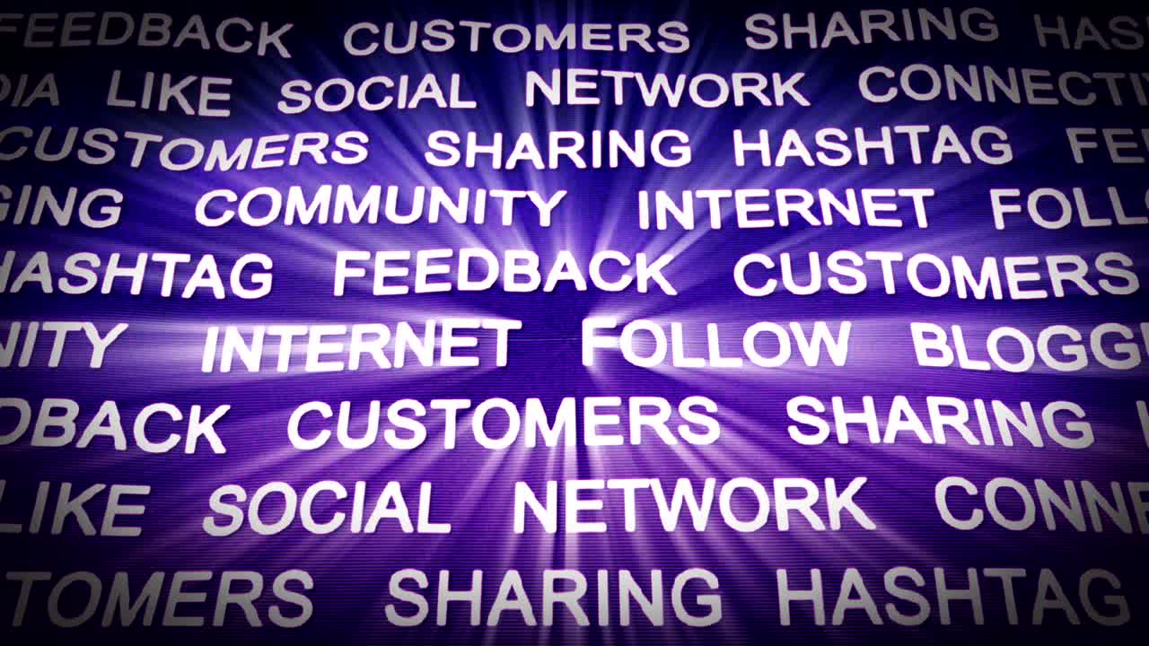 Social Network Keywords Animation, Rendering, Background, Loop