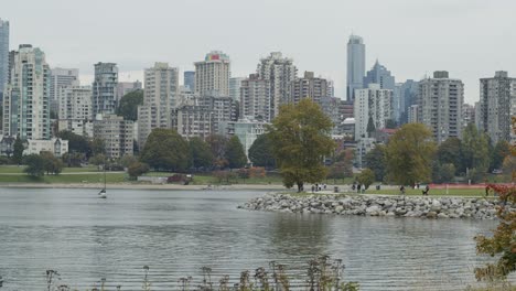 skyline with park and seawalk