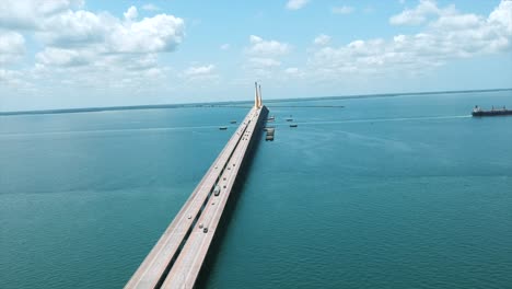 drone sunshine skyway bridge, aerial video of new version bridge