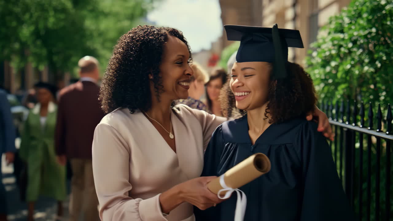 Mother and Daughter Celebrating Graduation