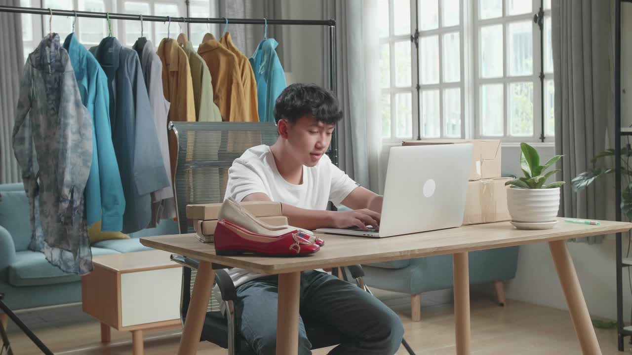 Young Person Working Online from Home Fashion Business