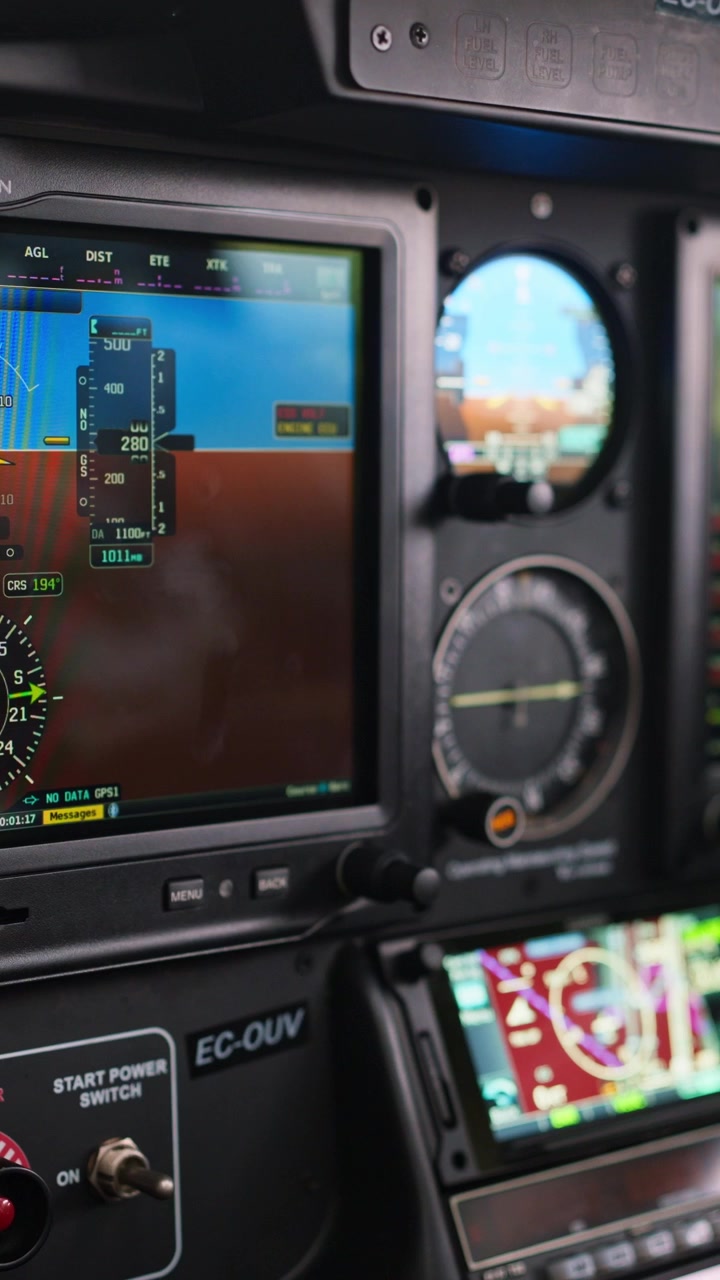 Digital Flight Instrument Panel in Small Aircraft Cockpit