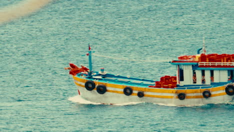 colorful fishing boat at sea