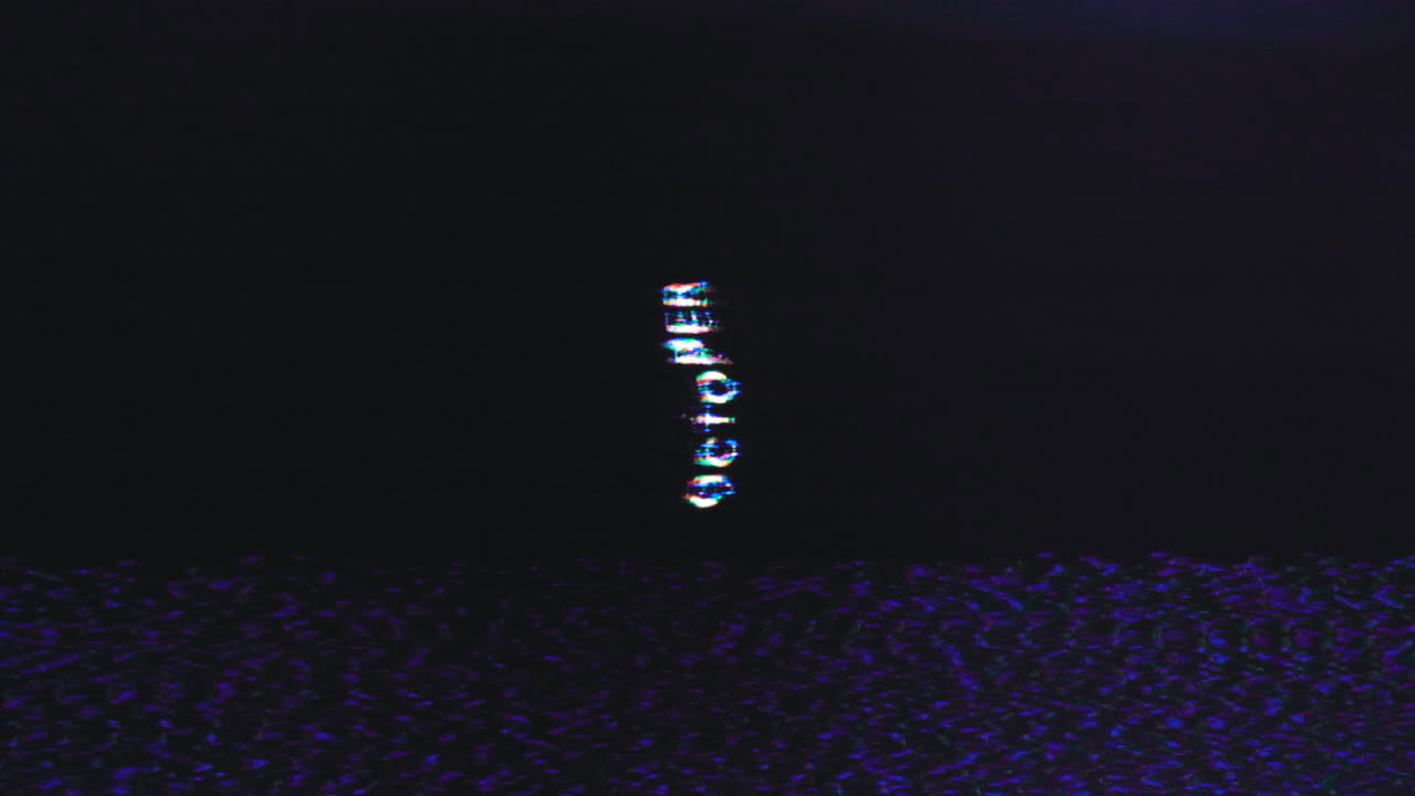 Vertical October word with slight shadow bounces with blue static on dark background