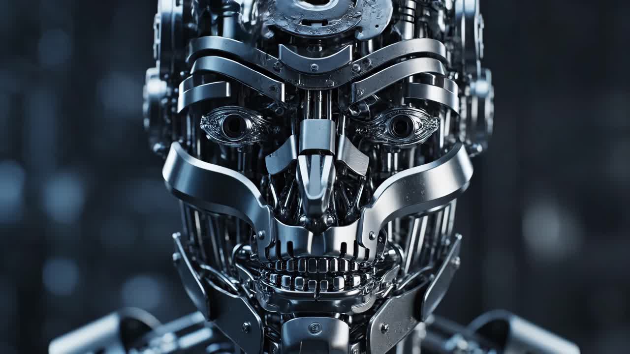 Android Robot Faces with Red Eyes