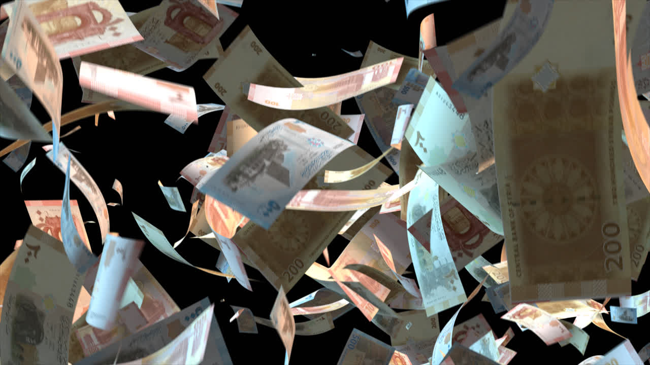 키르기스스탄  지폐가 떨어지는 애니메이션