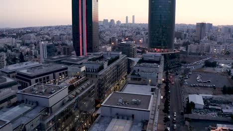 drone-footage-for-Amman-Abdali-sunset-roof-tops-and-buildings