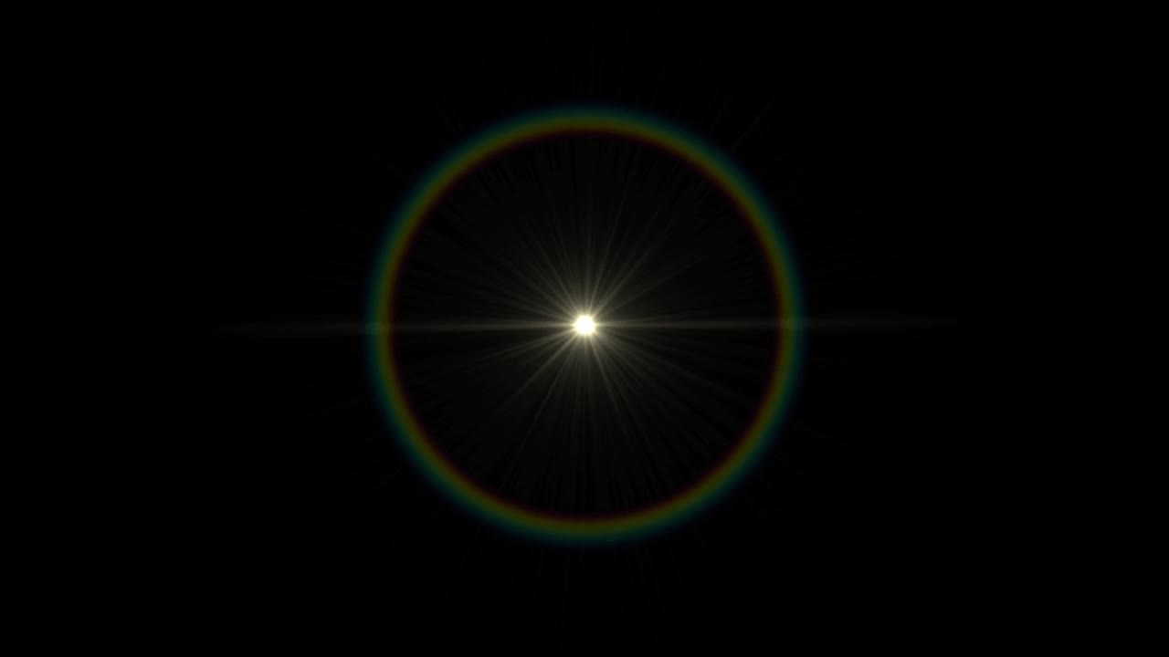 Realistic light lens flare on black background.