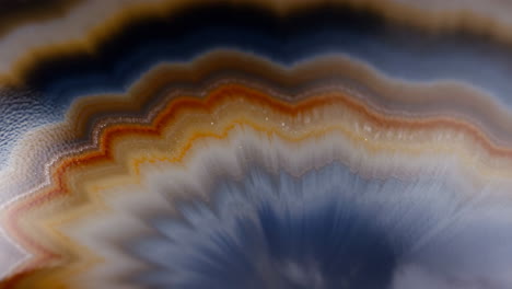 close-up of a banded agate mineral slice