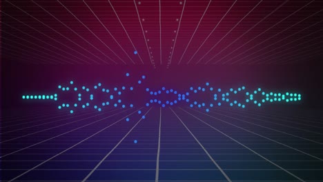 animación de puntos de sonido que se mueven sobre cuadrados.