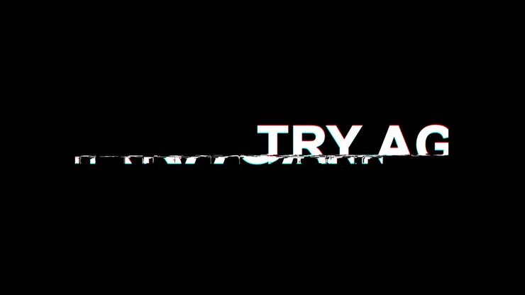 Try Again Glitch Effect Text Digital TV Distortion 4K Loop Animation