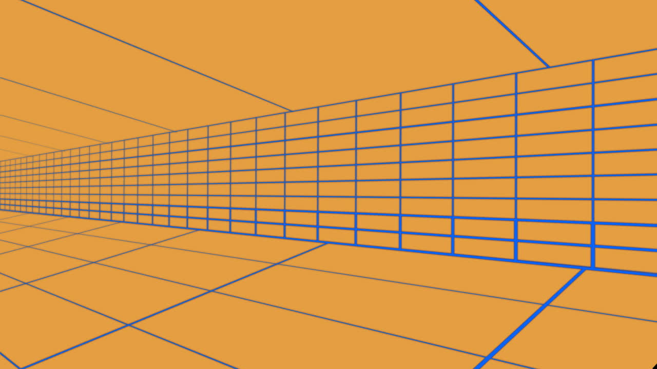 Animation of digital tunnel moving on orange background