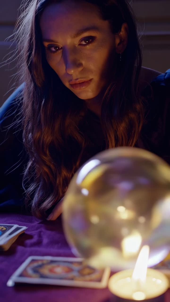 Fortune Teller with Crystal Ball and Tarot Cards