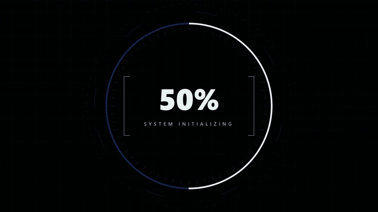Digital Loading Progress Bar with System Initializing Text