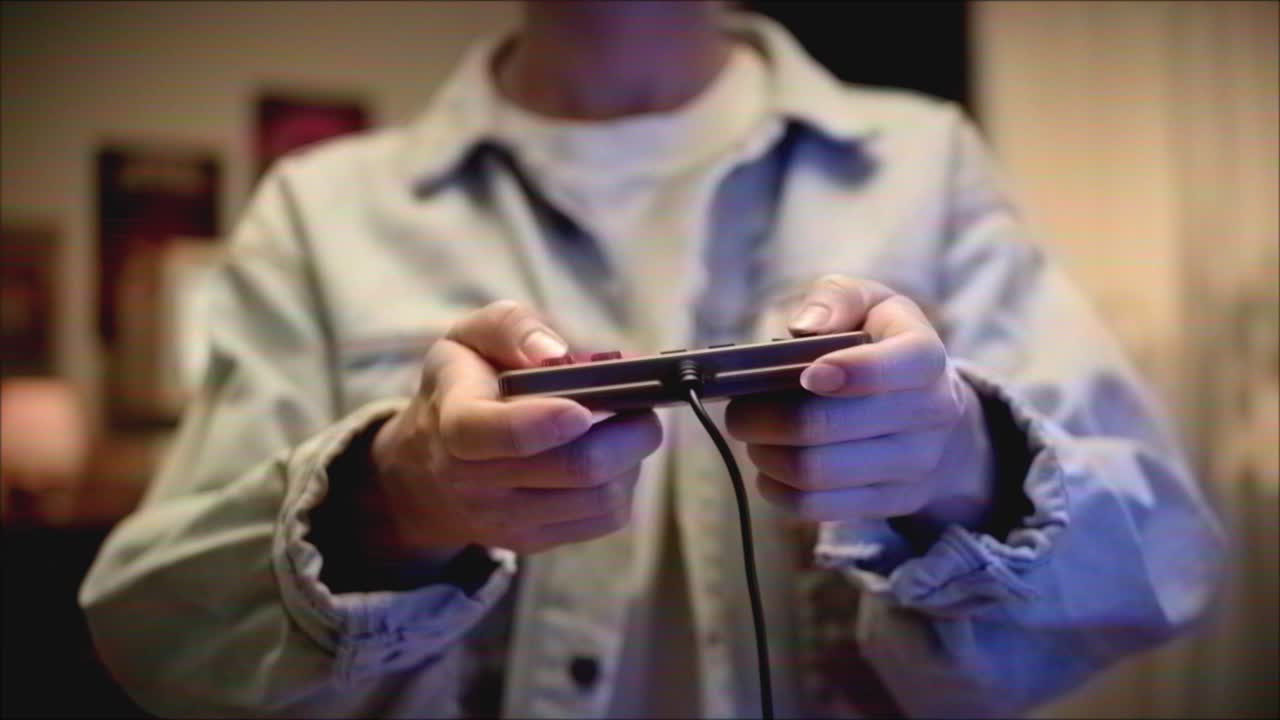 Person Playing a Retro Video Game