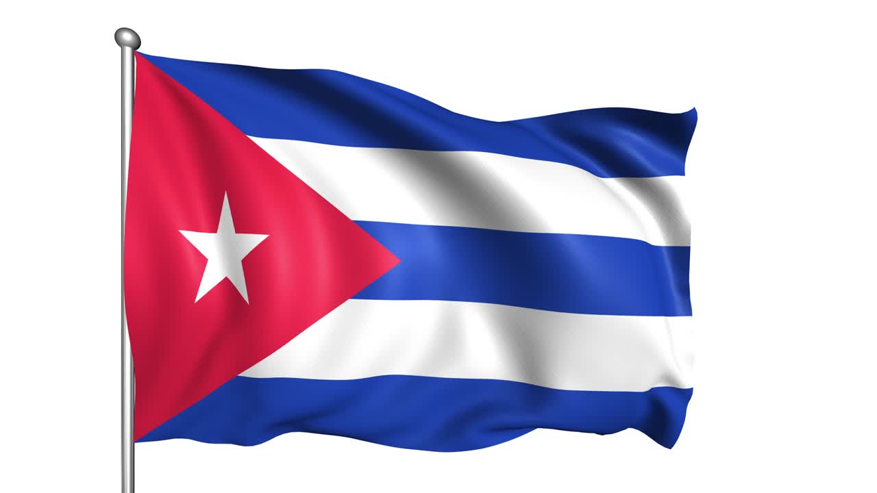 Bandiera di Cuba con struttura in tessuto al vento (canale alfa, ripetibile).