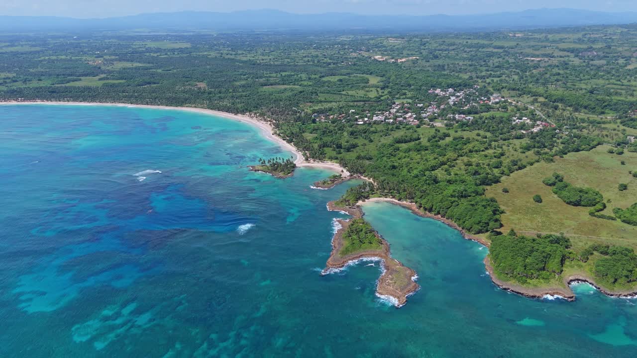 Aerial shot of Los Coquitos beaches in Maria Trinidad Sanchez, Dominican Republic