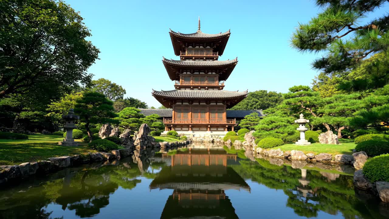 Pagoda in a Tranquil Garden Setting