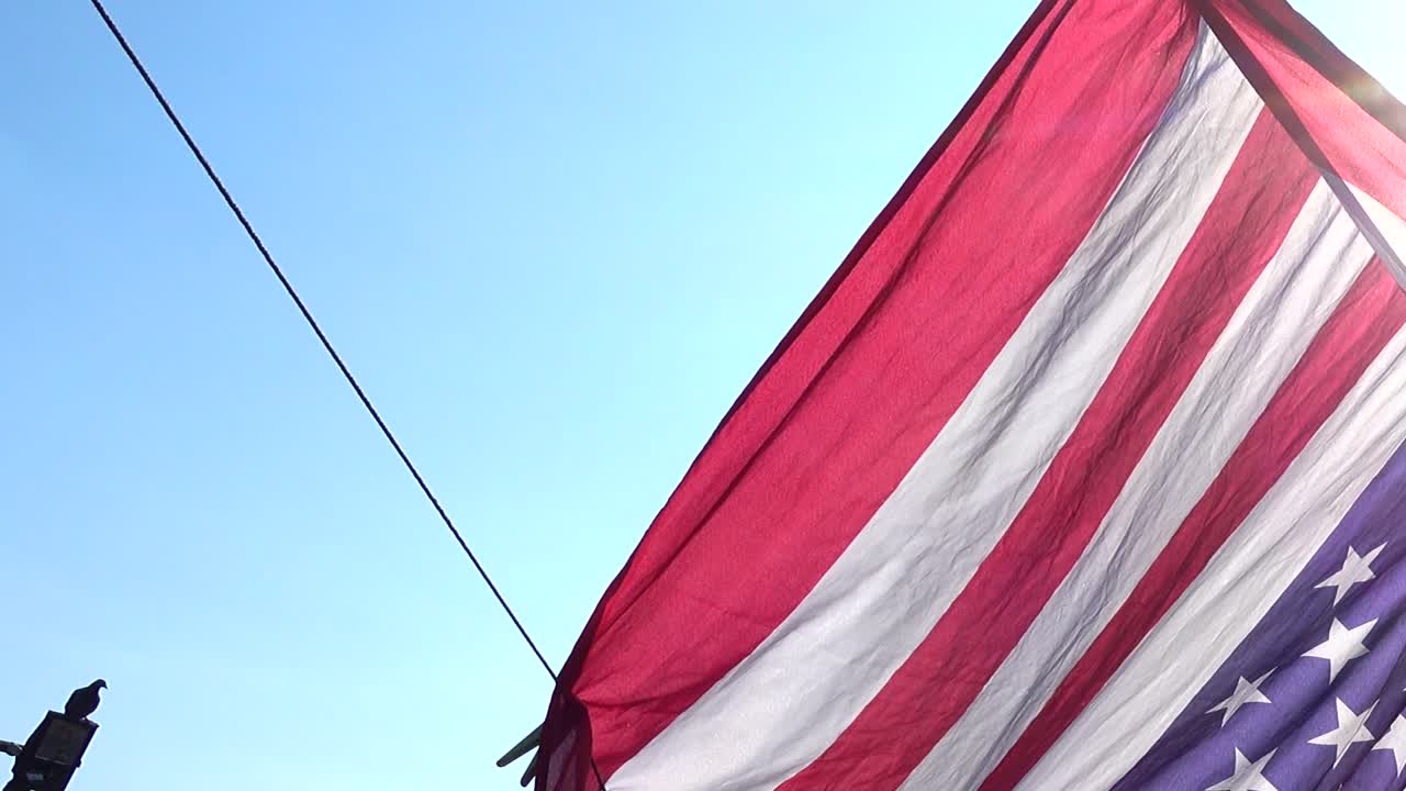 USA's flag. Optagelse på en solrig dag