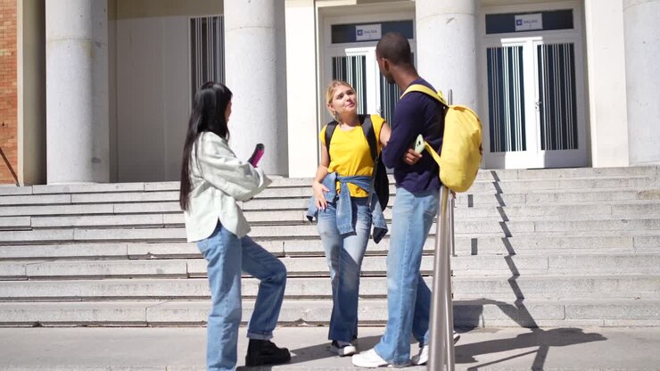 Studenti che parlano nel campus