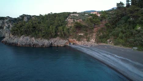 drone-reveals-scenic-beach-in-greek-European-travel-destination-in-Evia-island-Greece