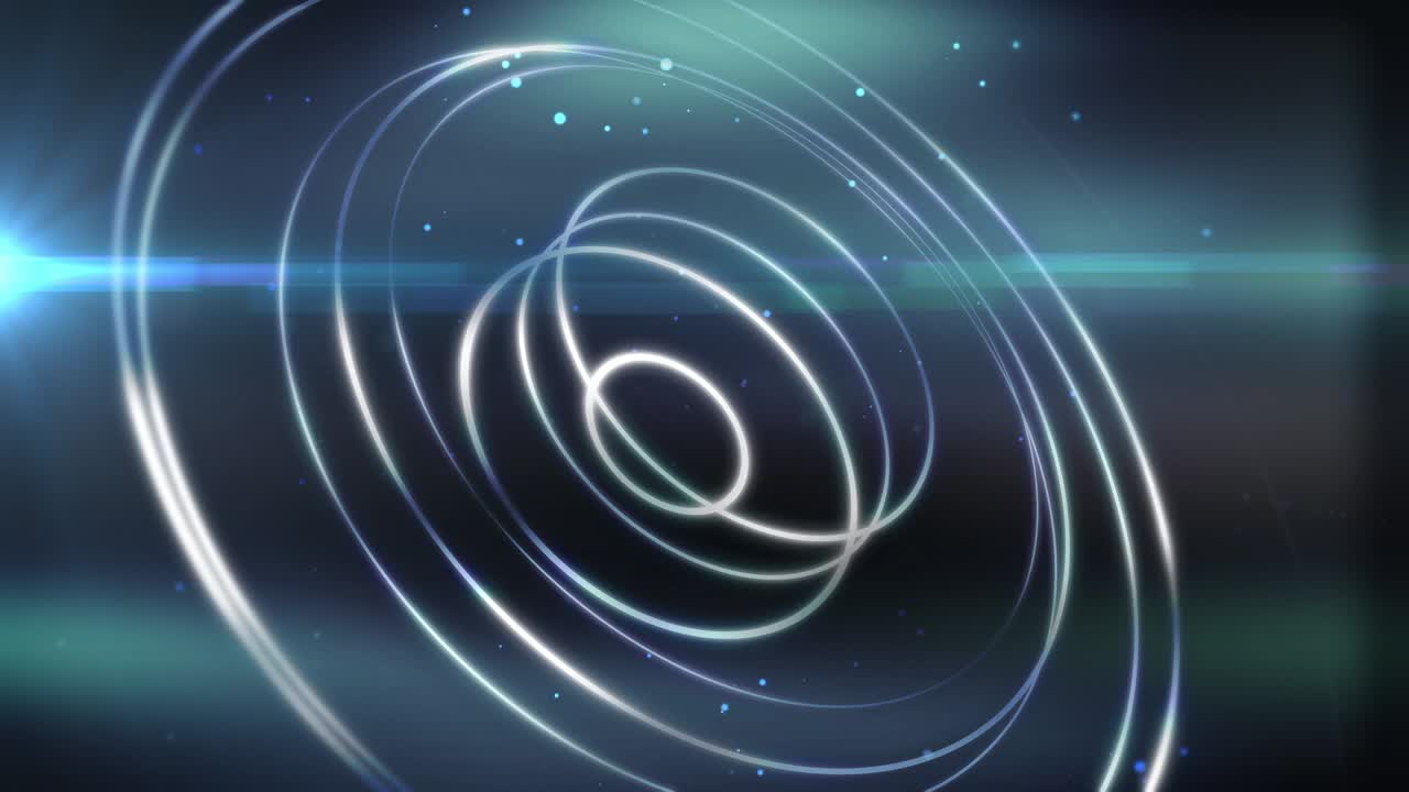 абстрактные голубые кольца потока освещения с анимацией свечения