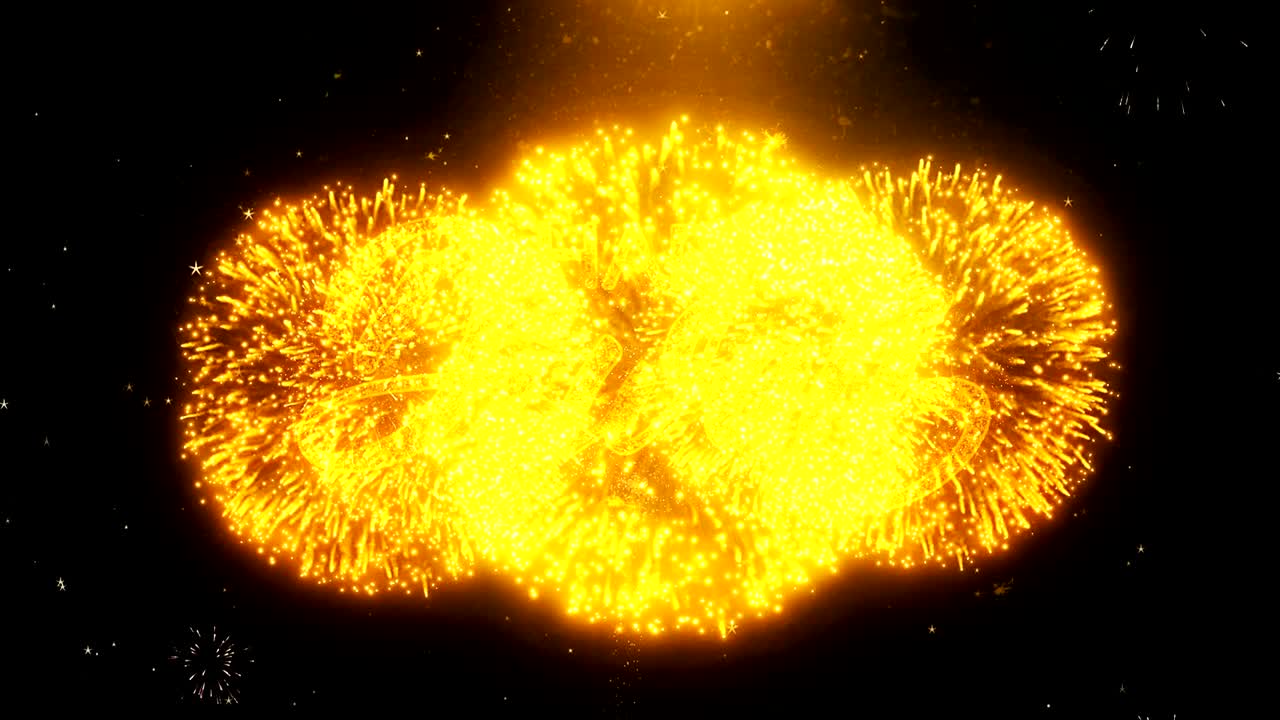 feliz texto de diwali deseo en la exhibición de fuegos artificiales partículas de explosión.