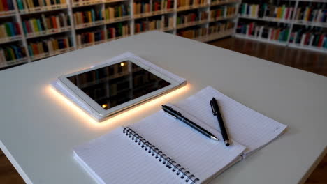 study table in a library