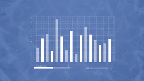 animación de las estadísticas y el procesamiento de datos sobre fondo azul