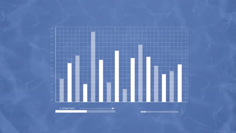 animation of statistics and data processing over blue background