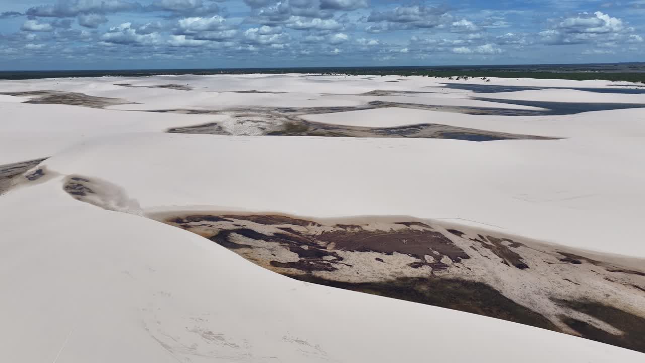 Lencois Maranhenses Skyline At Santo Amaro In Maranhao Brazil. Freshwater Lakes Landscape. Sand Dunes Mountains. Lencois Maranhenses Skyline At Maranhao. Tourism Travel. Nature Scene. Beach Background