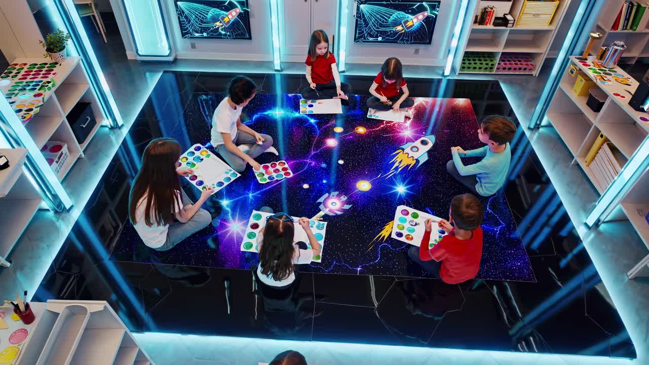 Kids Painting Space on Interactive Floor